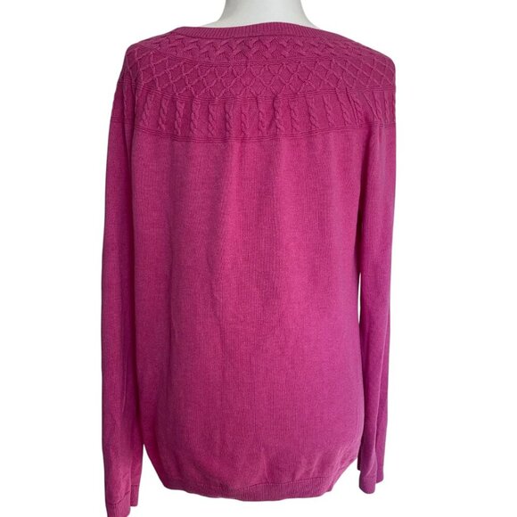 Talbots Pink Cable Knit Crew Neck Sweater - Picture 3 of 5